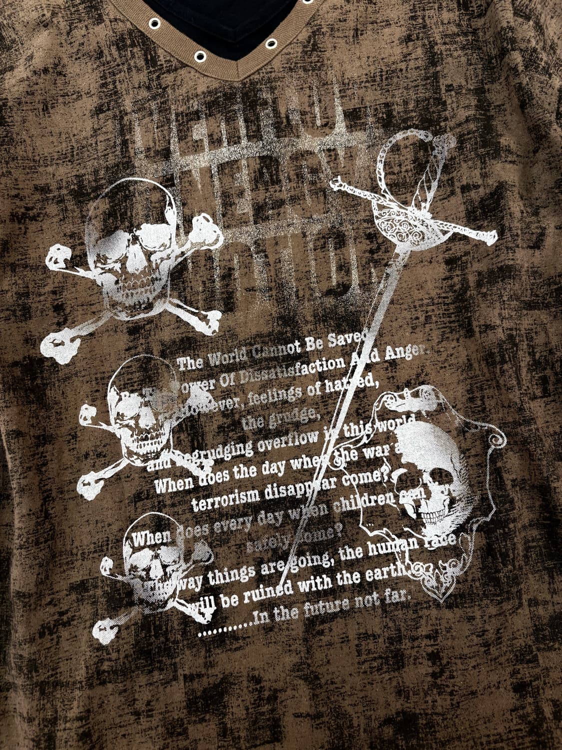 카키 브라운 스컬 프린팅 반팔 상품이미지2