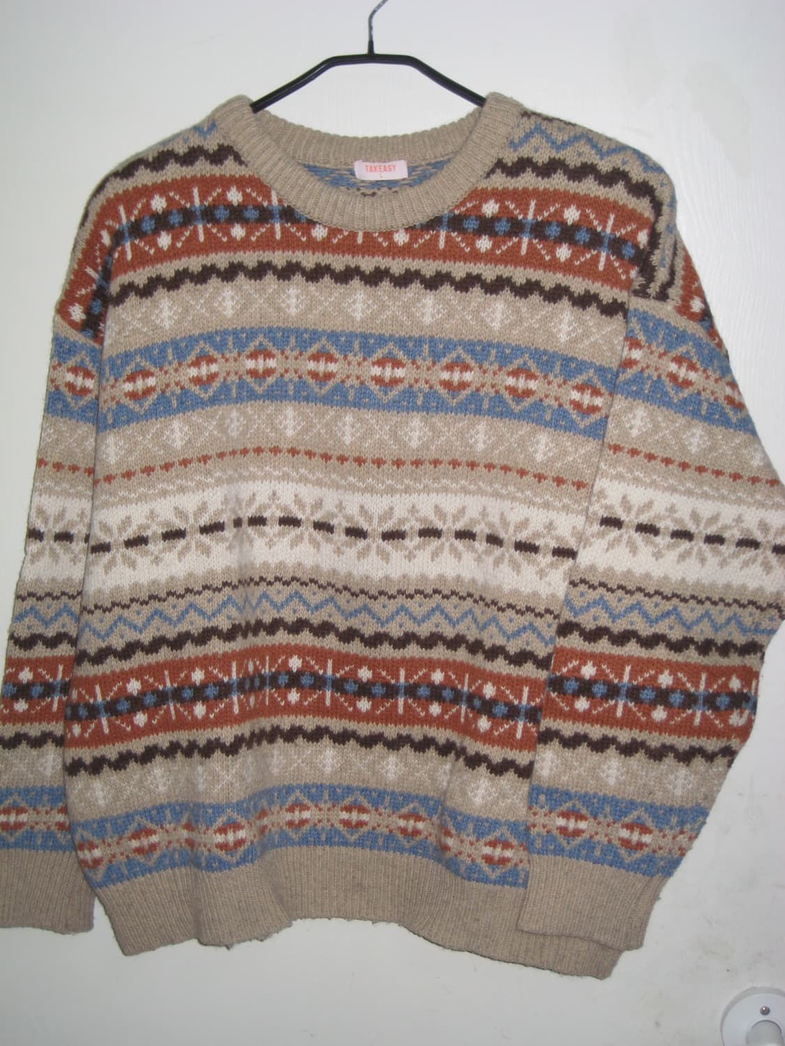 takeasy 페어아일 니트 베이지 총 3번입었습니다! 테이크이지 상품이미지1