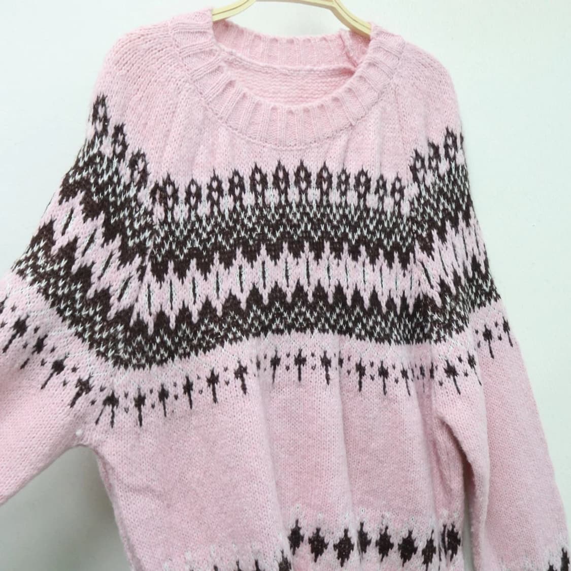 히메갸루 핑크 눈꽃 패턴 니트 61315 상품이미지6