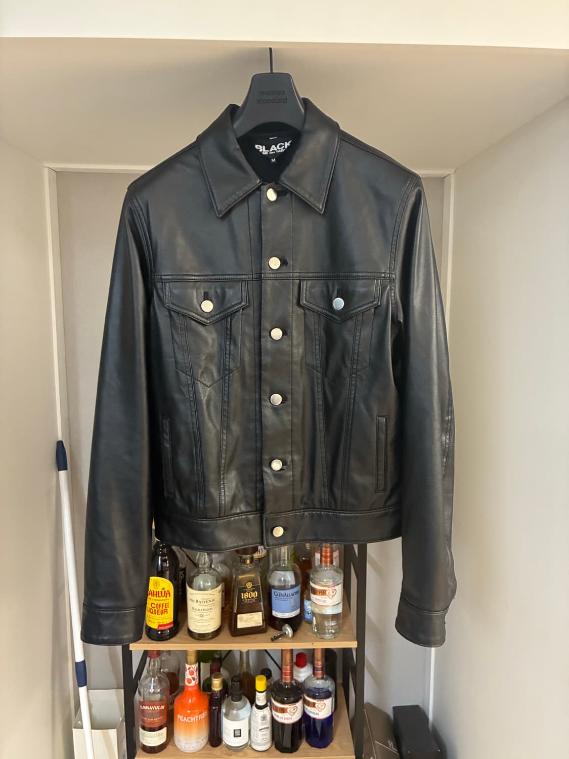 꼼데가르송 블랙 레더 트러커 자켓 m 상품이미지2