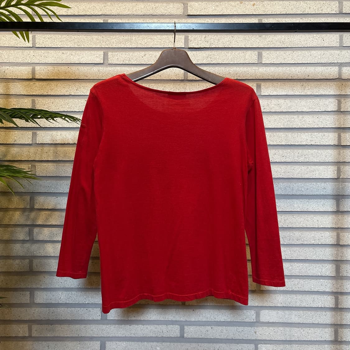 Y's 요지야마모토 미니멀 롱슬리브 티셔츠 세미 롱실루엣 디테일 레드 상품이미지3