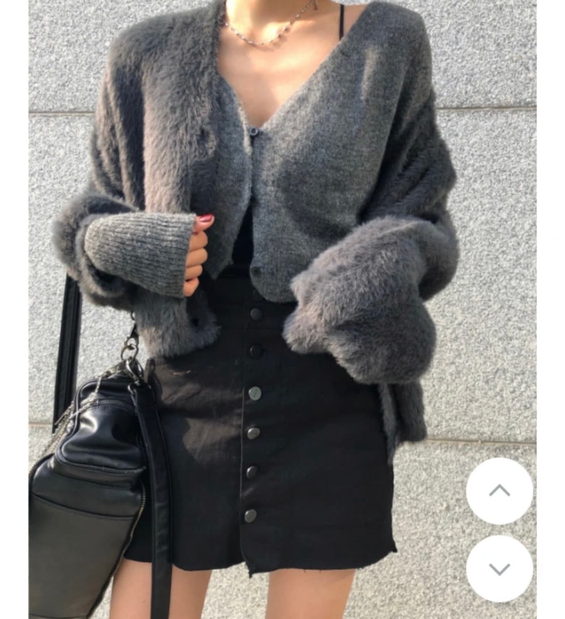 차콜 퍼 가디건 상품이미지1