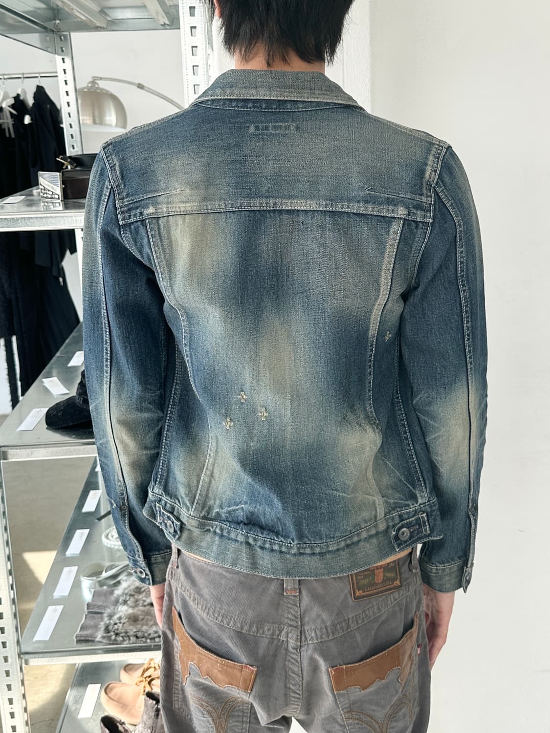 빈티지 크랙 워시드 데님 자켓 상품이미지4