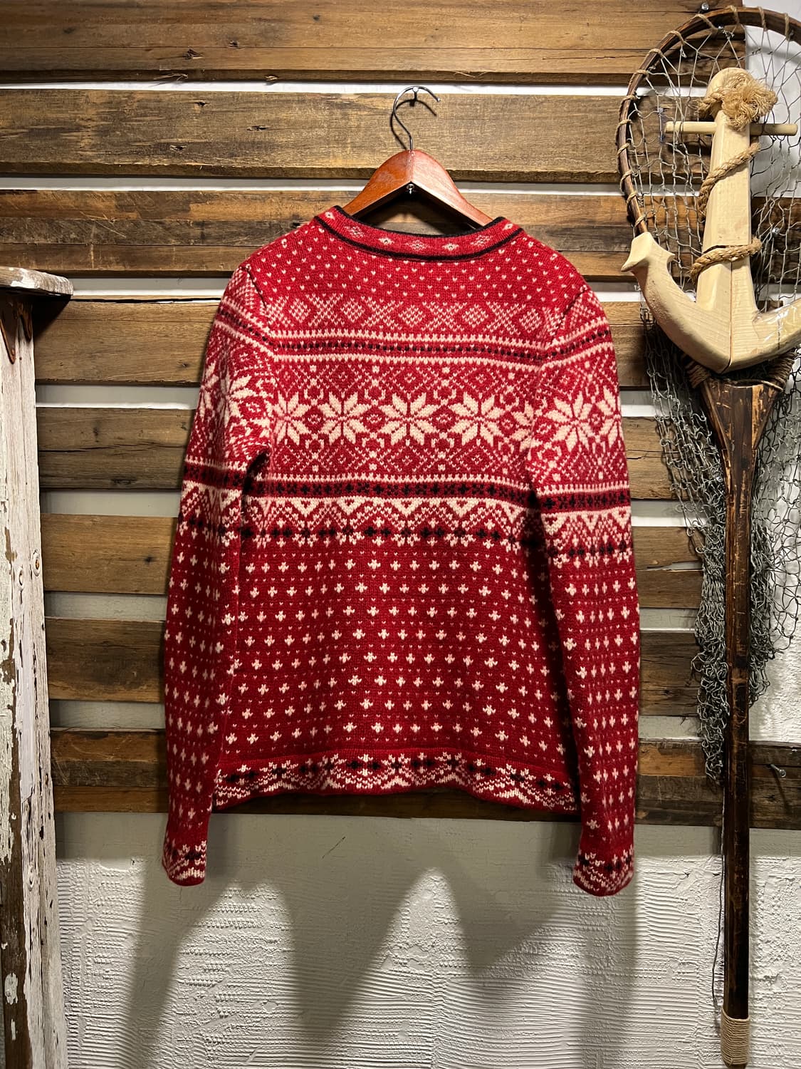 [M]엘엘빈 USA 노르딕 패턴 레드 램스울 니트 가디건 상품이미지6