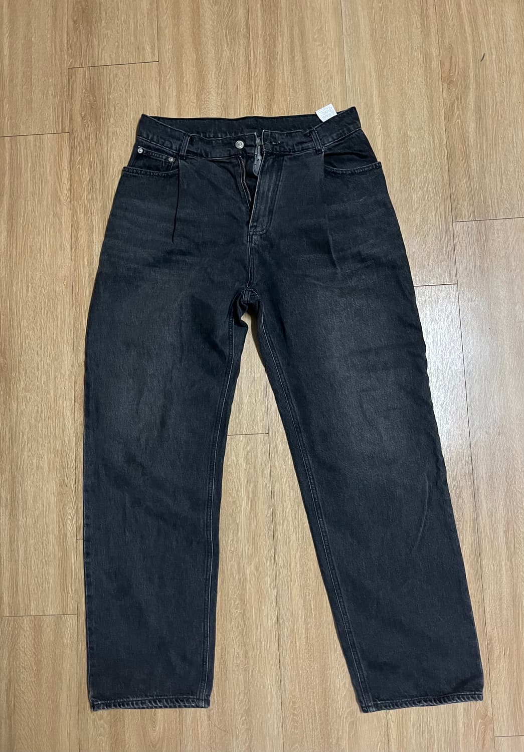 언어펙티드 원턱 와이드 데님 블랙 - M 상품이미지2