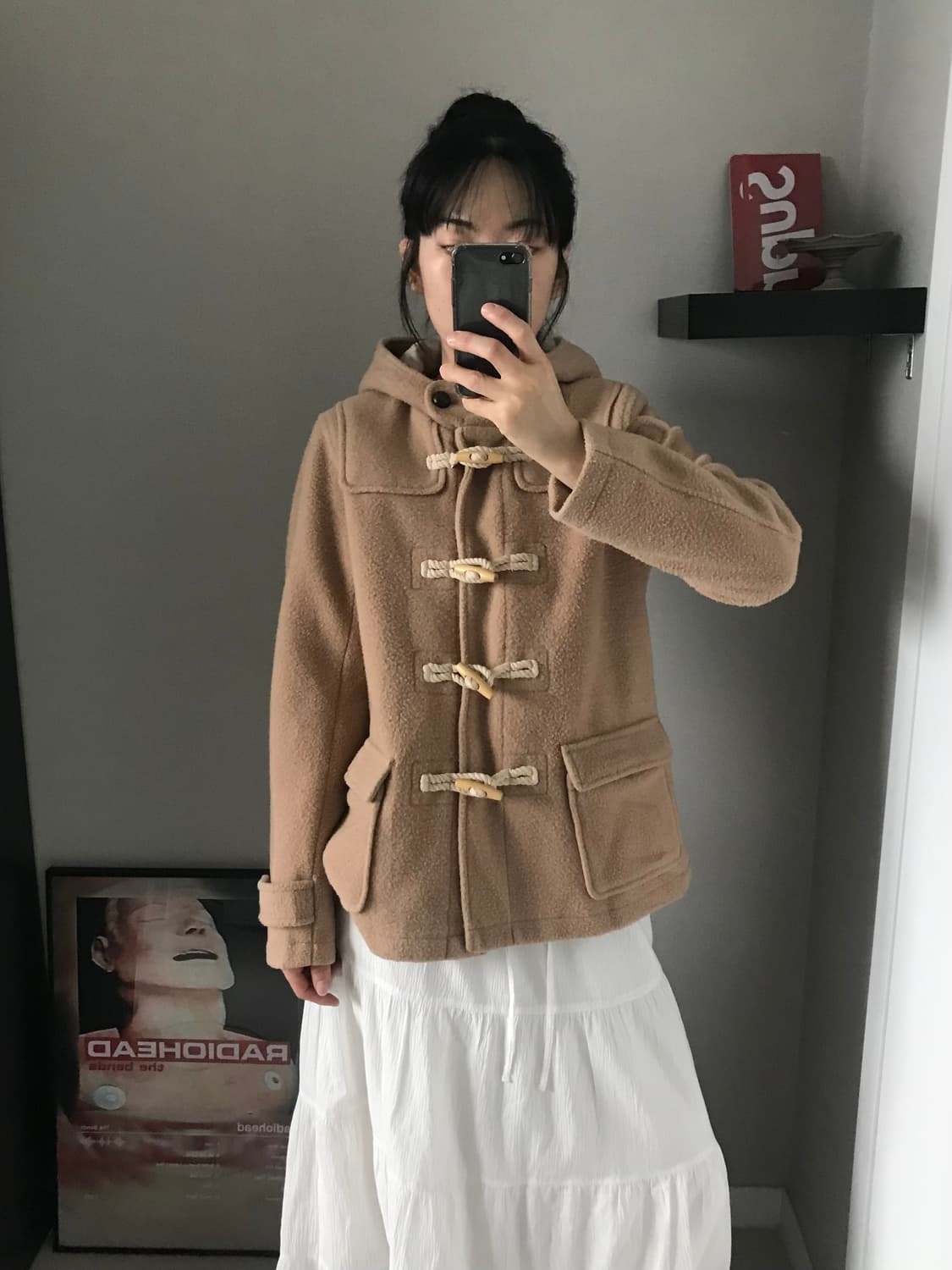 일본 JPN 빈티지 베이지 후드 떡볶이 숏코트  상품이미지2