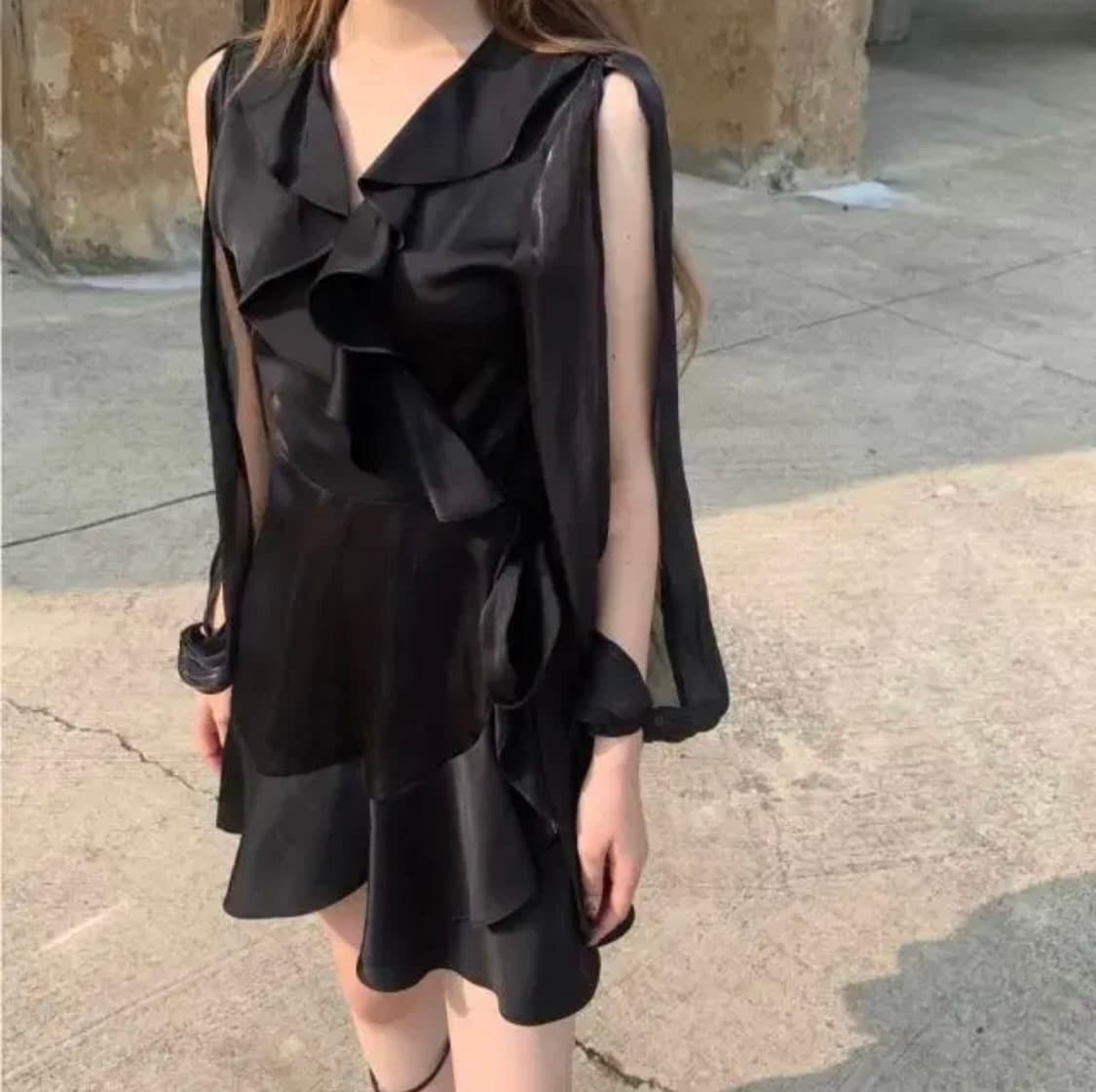 (새상품) 체리퀴리 라뇨 프릴랩 원피스 블랙 size1 상품이미지10