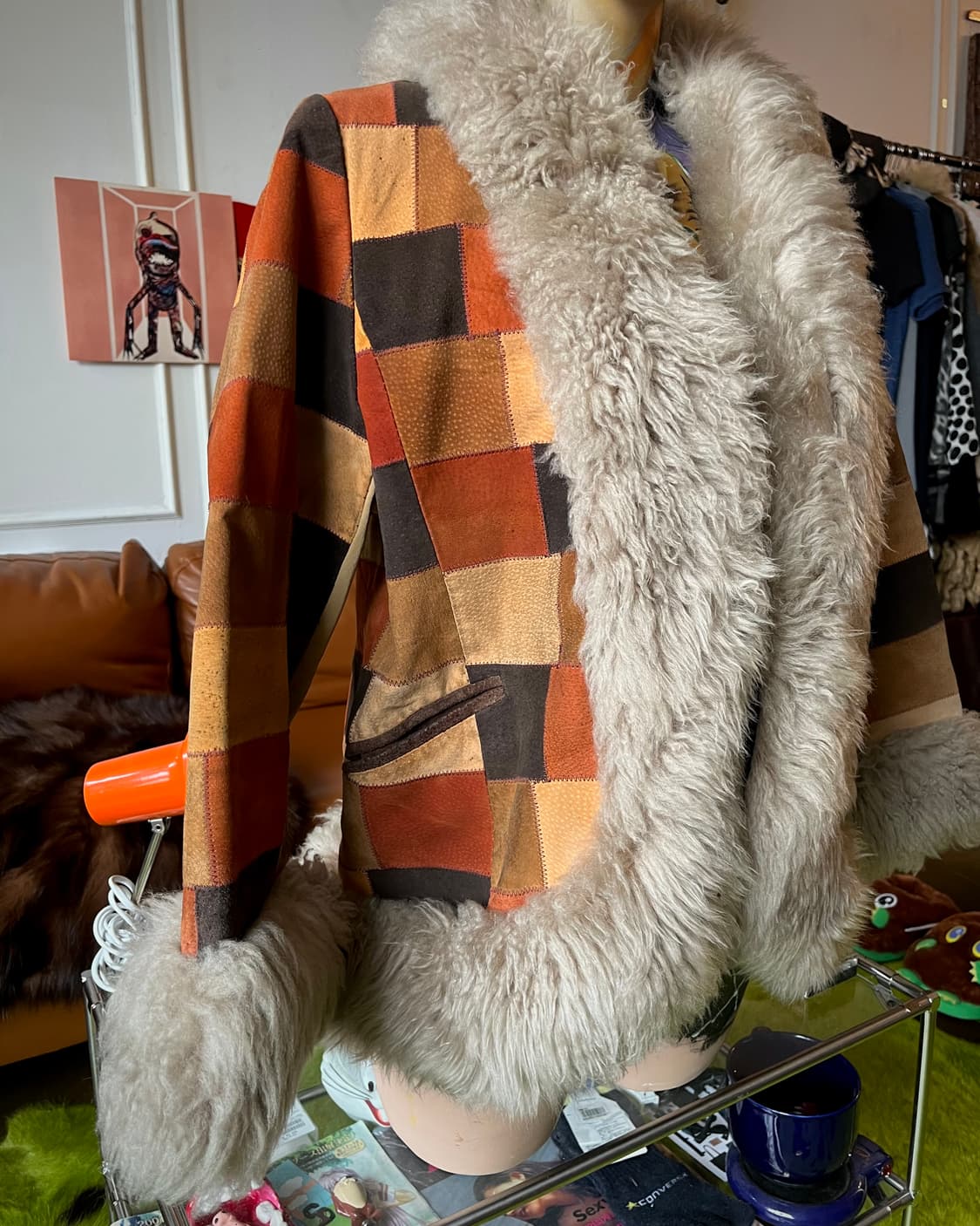 1970-80s Moon Bat Leather Lamb Fur JK 상품이미지2