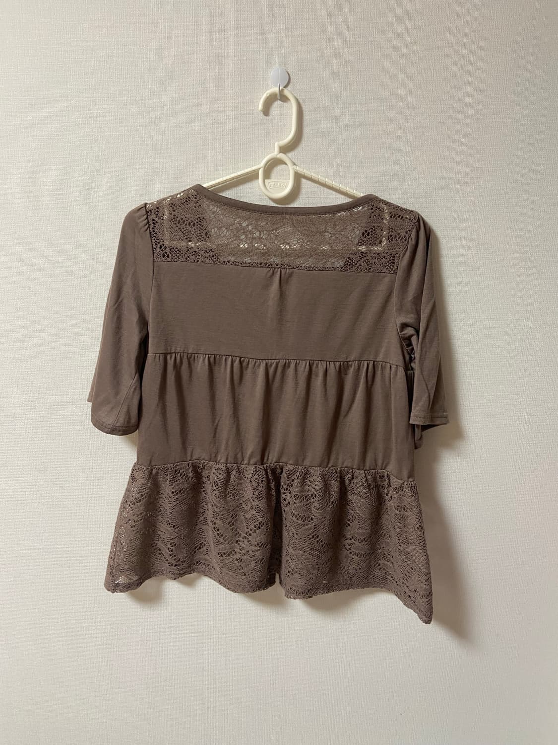 일본 빈티지 모리걸 하구미 슬리브리스 레이스 반팔티 상품이미지4