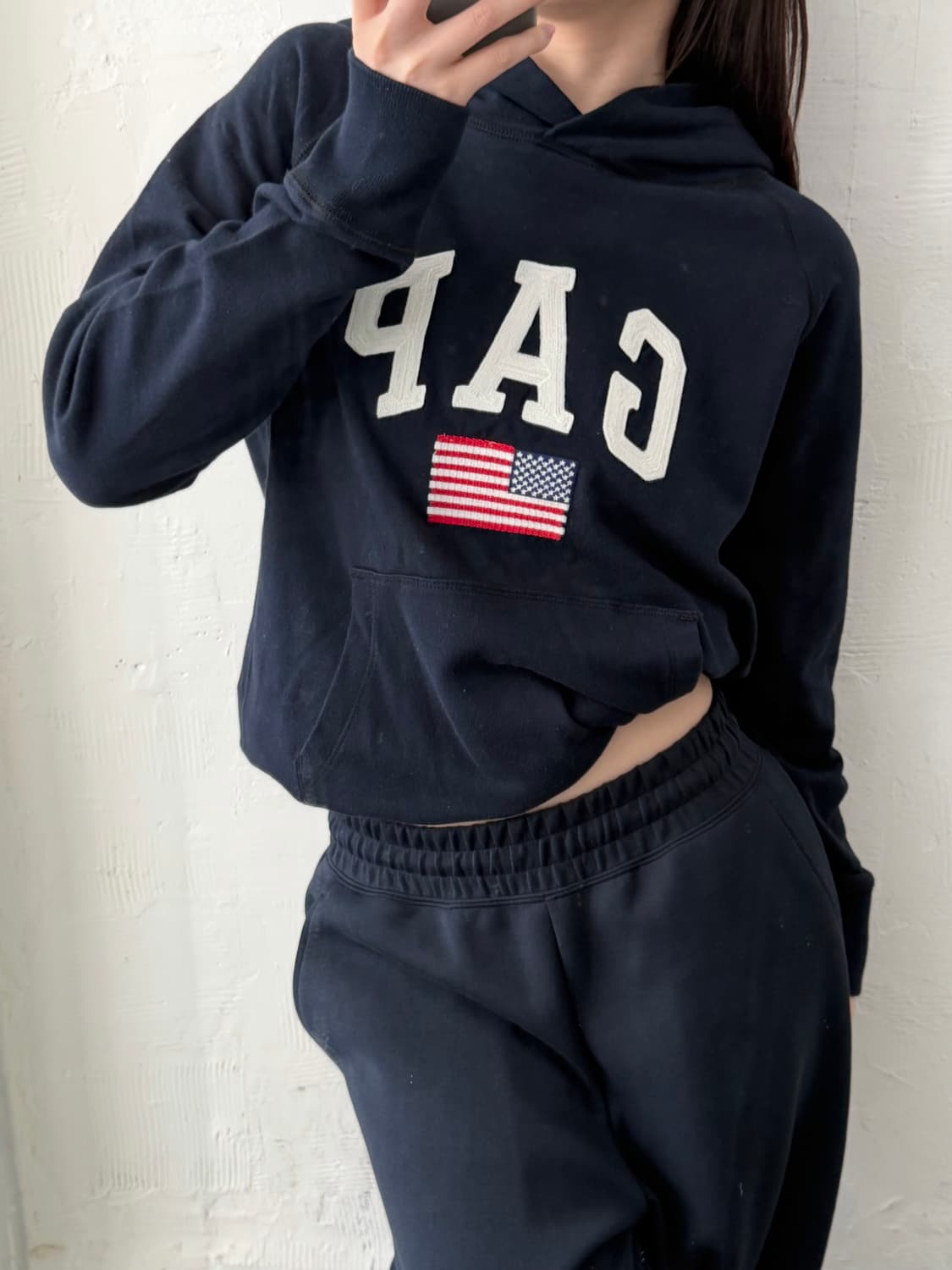 GAP 갭 성조기 로고 네이비 컬러 후드티  상품이미지2