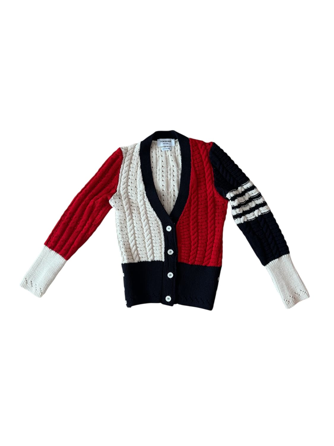 톰브라운 레드화이트 울가디건 36 상품이미지2