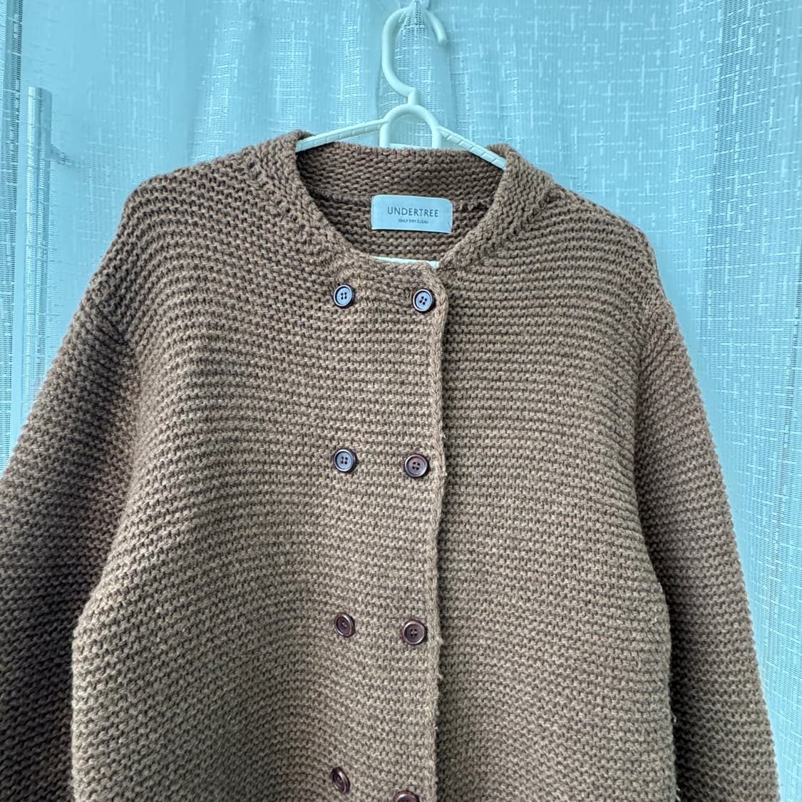 브라운 더블단추 니트 가디건 상품이미지5
