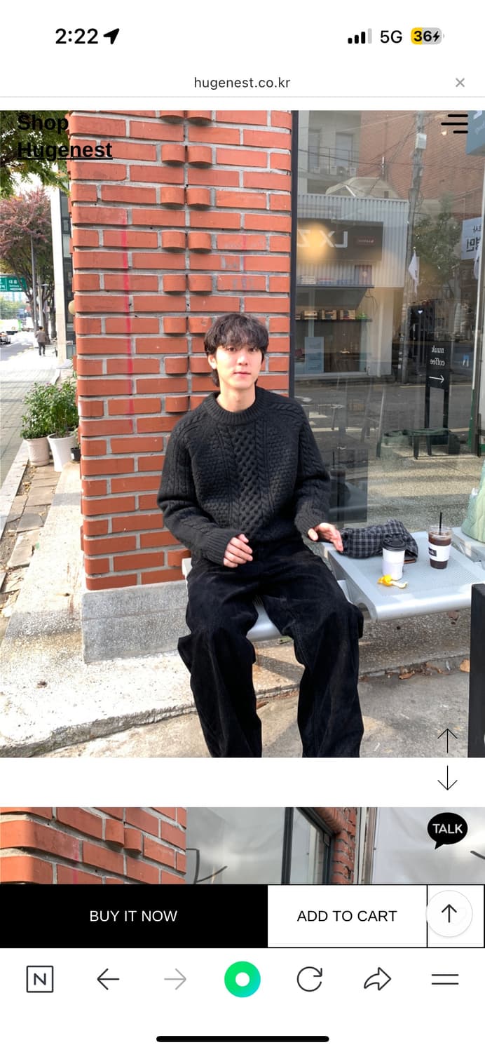 새거) 택포) 신상 휴즈네스트 블랙 케이블 피셔맨 니트 M(100) 상품이미지1