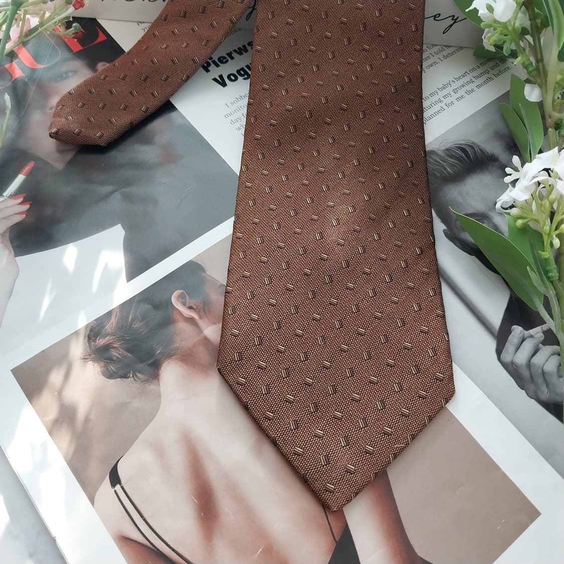 빨질레리 실크 브라운 미니 패턴 넥타이 9.1cm A+등급 K1692
 상품이미지5