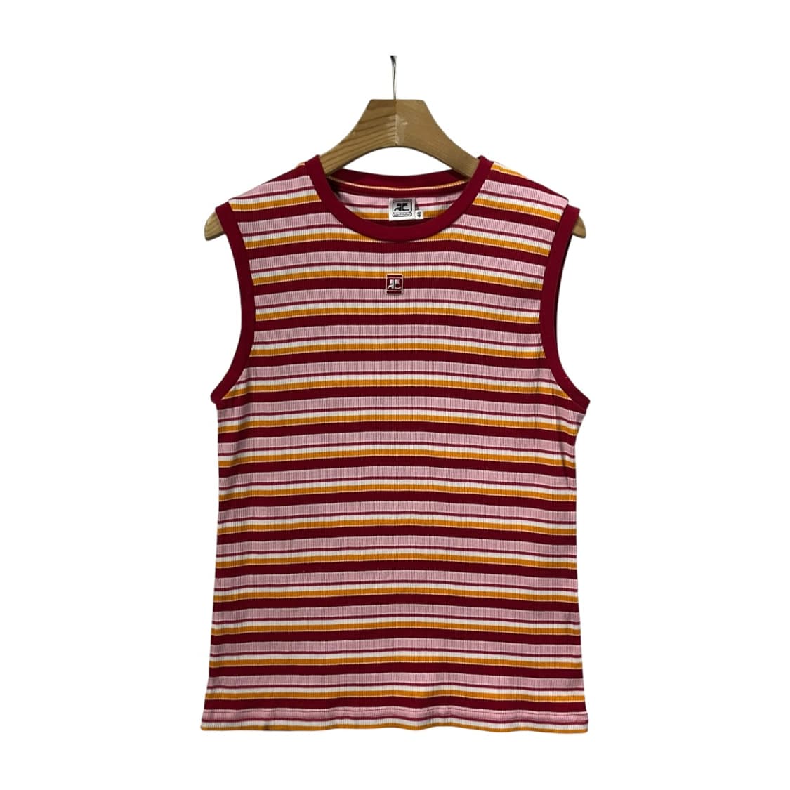 [Courreges] 꾸레쥬 스트라이프 로고 슬리브리스 상품이미지1