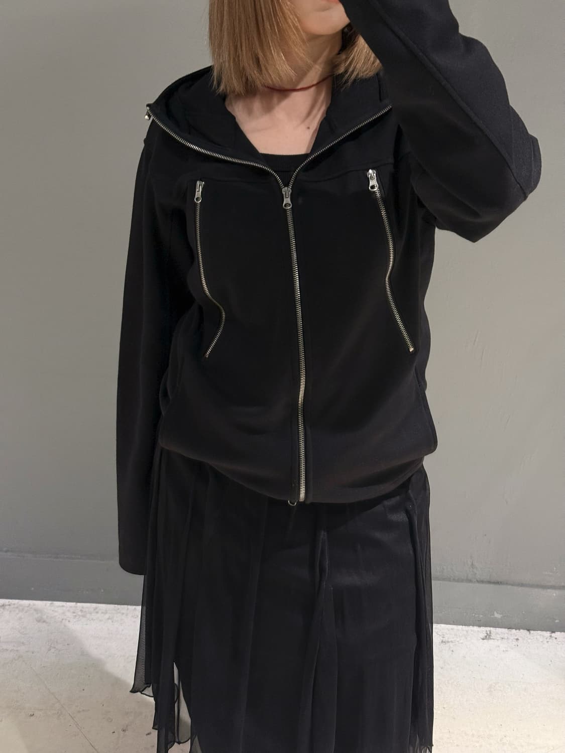 zipper line point high-neck hood zip-up 상품이미지5