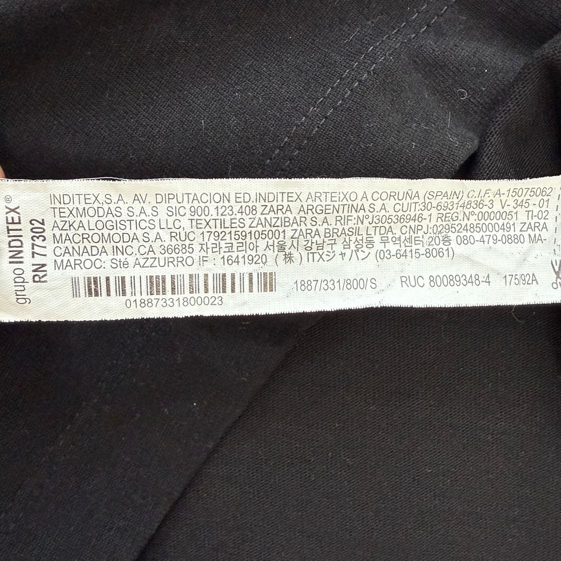 [US S] 자라 남성 라운드 면 맨투맨 긴팔 티셔츠 블랙 3726 상품이미지5