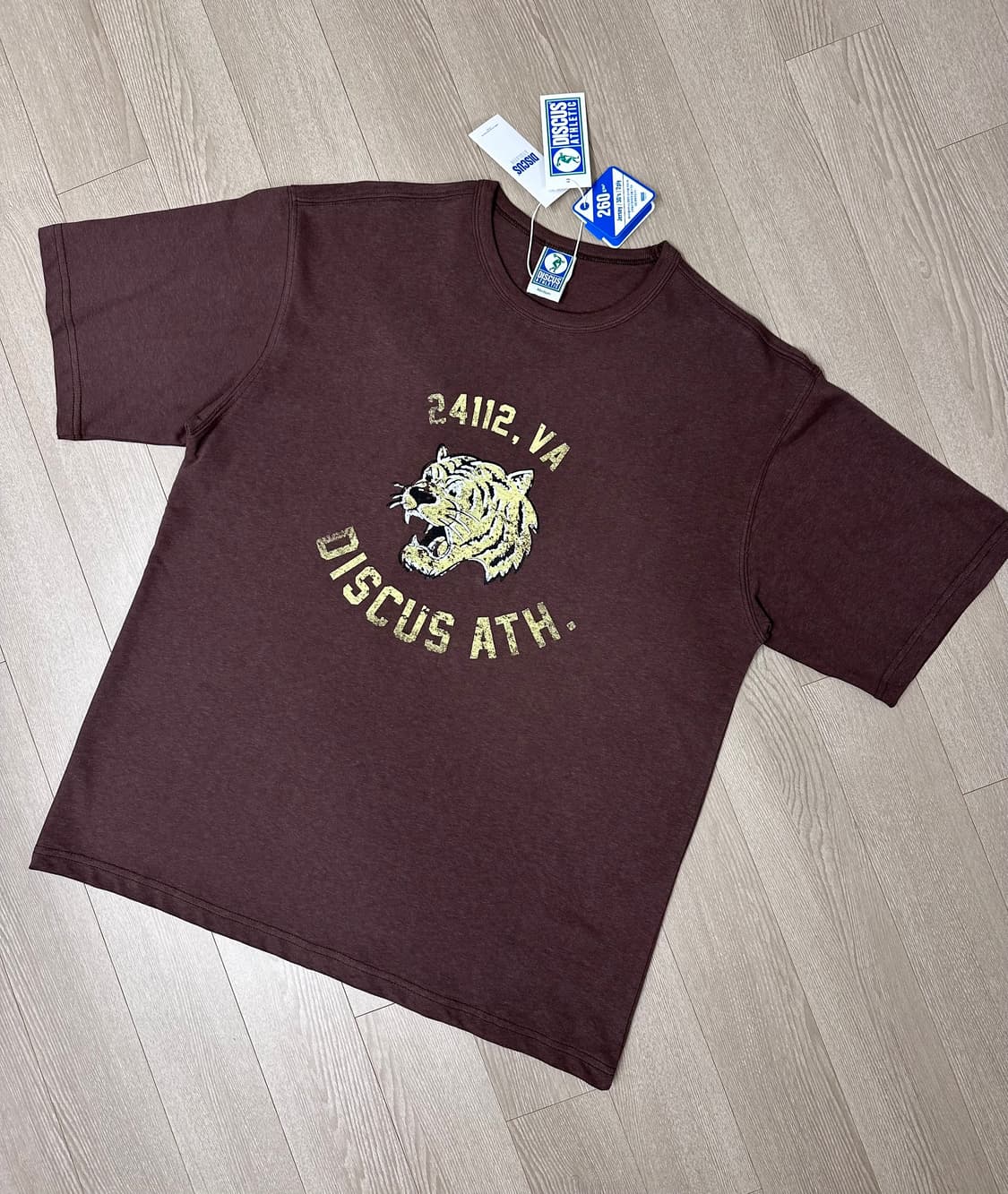 디스커스 애슬레틱 바시티 타이거 반팔 티셔츠 브라운 m 사이즈 상품이미지1