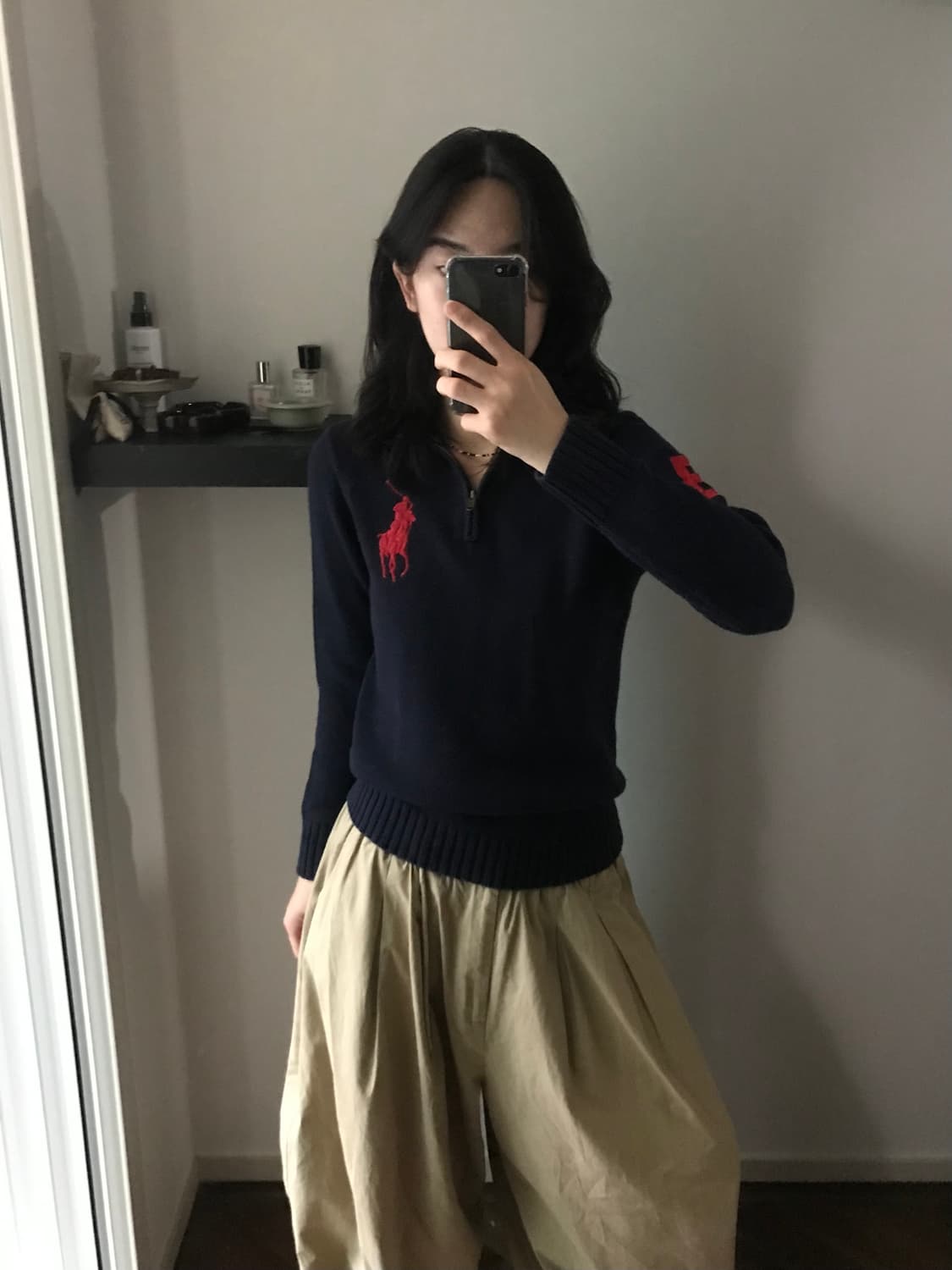 폴로 랄프로렌 빅 포니 로고 네이비 반집업 니트 상품이미지3