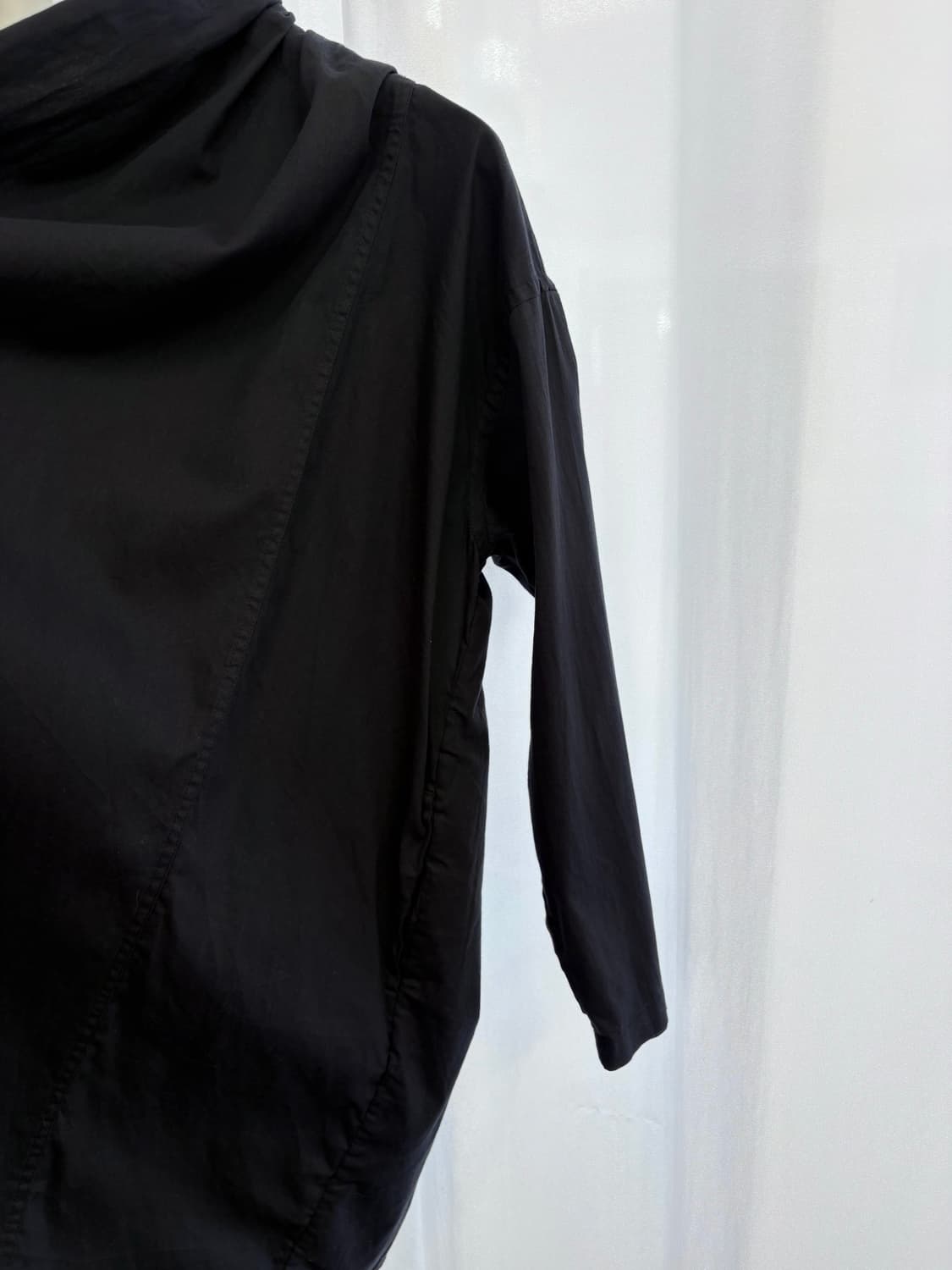 PLESIC 네이비 셔링 코튼 로브 가디건 코트  JPN  상품이미지4