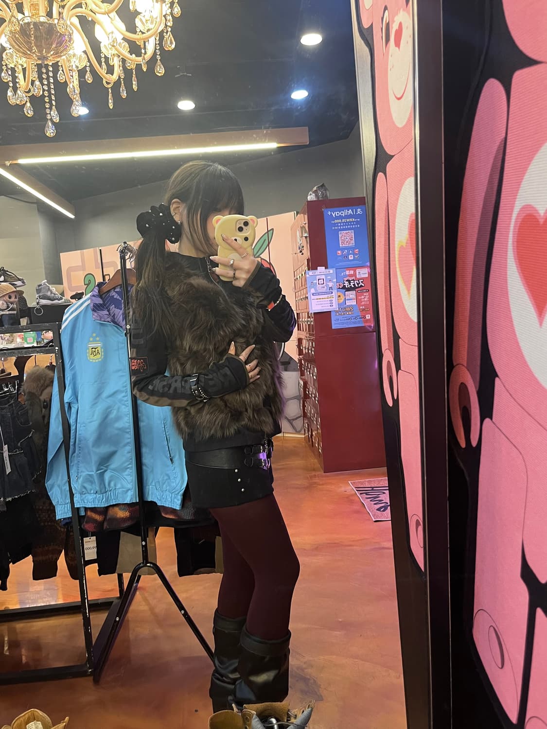 빈티지 퍼  베스트 (브라운 ) 상품이미지2