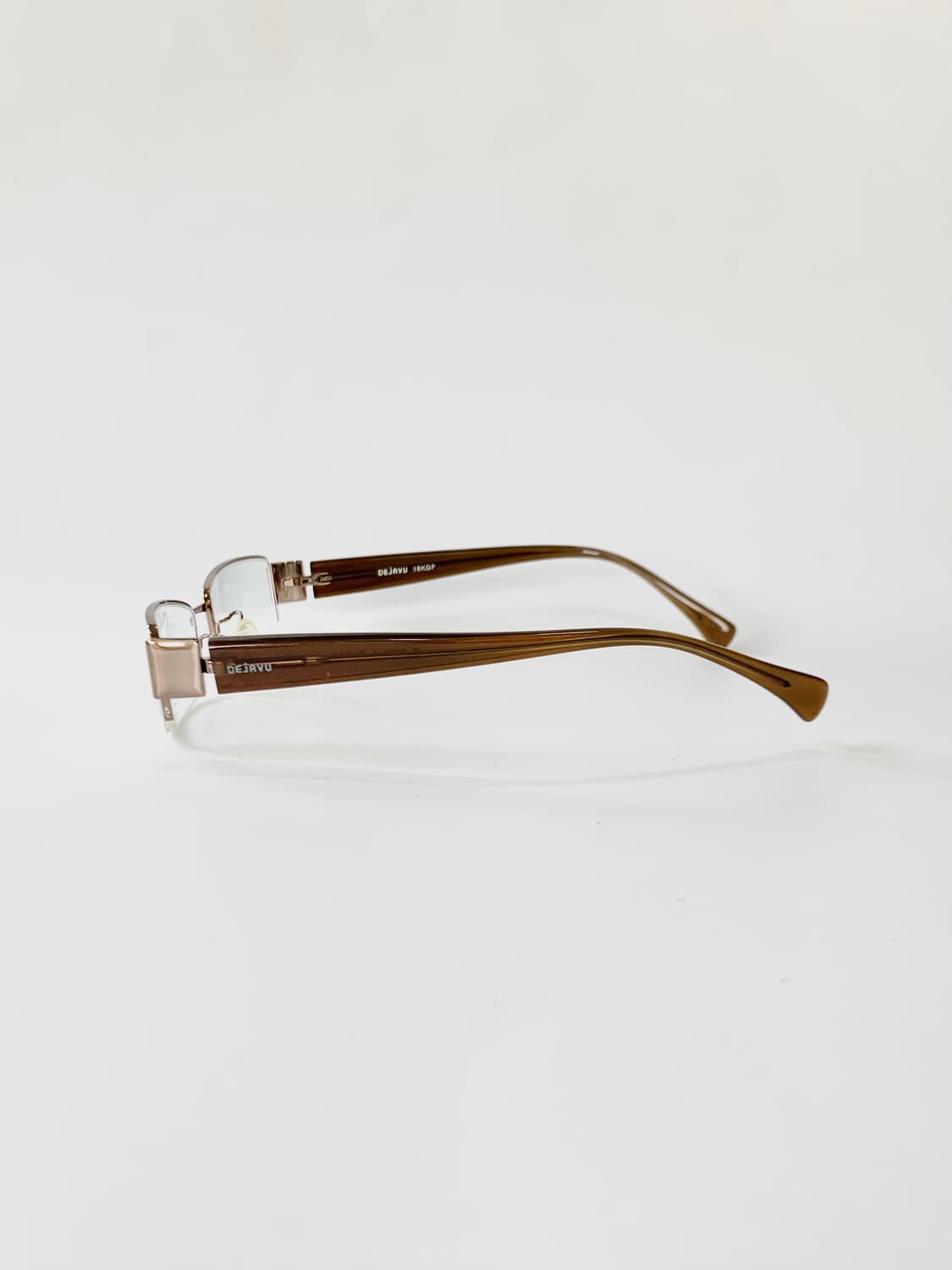 [픽키-636] 데자뷰 브라운 하프림 안경 클래식 메탈 프레임  상품이미지4
