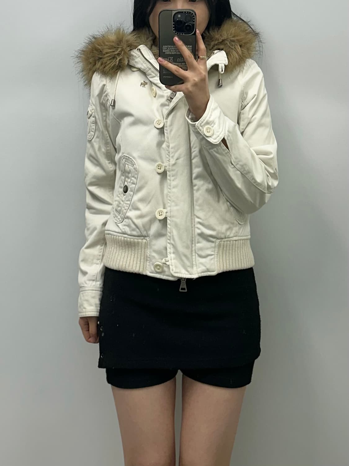 아베크롬비 산양로고 아이보리 퍼 라이닝 후드자켓 상품이미지1
