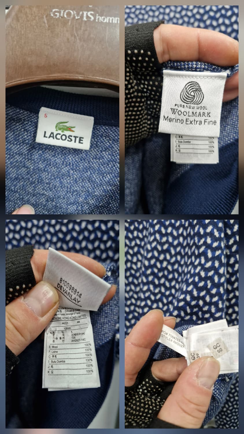 100L 라코스테 네이비 패턴 울 니트. 상품이미지9