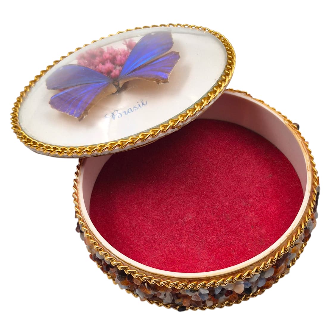 70s 브라질 모르포 빅 나비 천연석 트링켓 상품이미지4