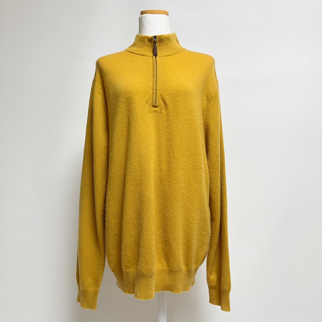[캐시미어 100%] 유니클로 머스타드 하프넥 반집업 니트 XL 상품이미지1