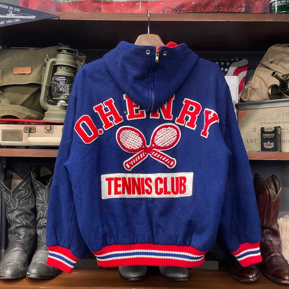 90s O Henry 테니스 클럽 세일러 후드 크롭 바시티 자켓 N350 상품이미지1