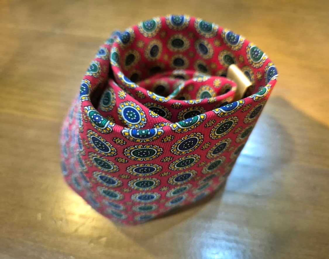 메달리온 플라워 실크 타이 상품이미지1