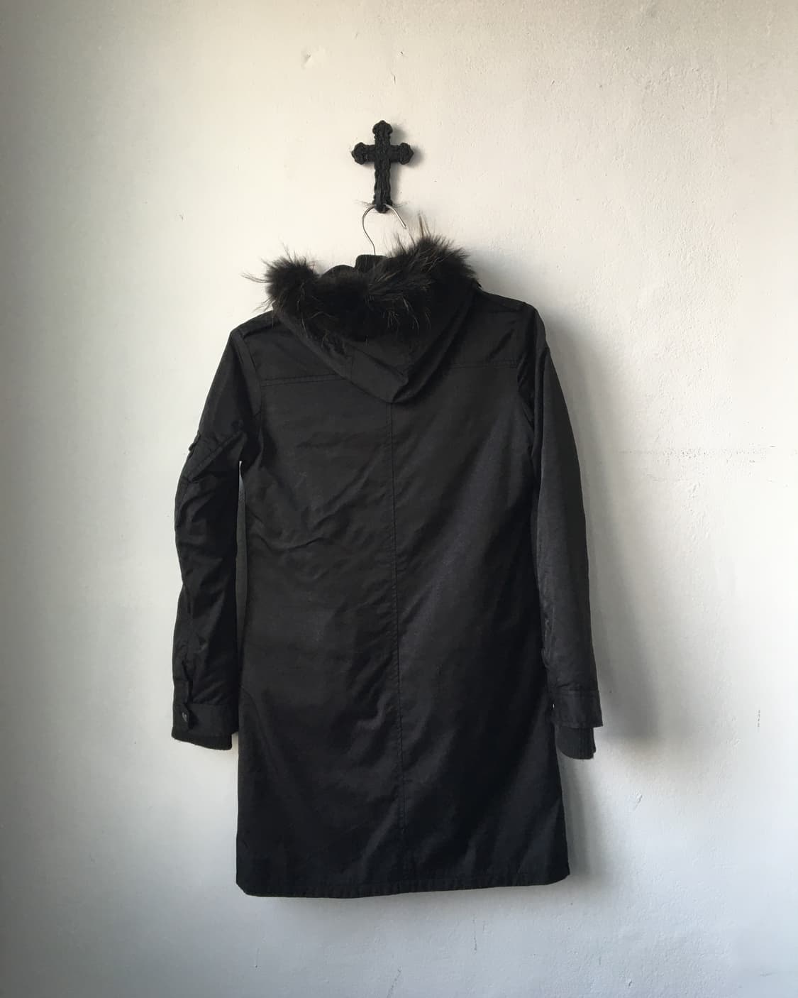 Fur hood belted filed jacket 상품이미지3