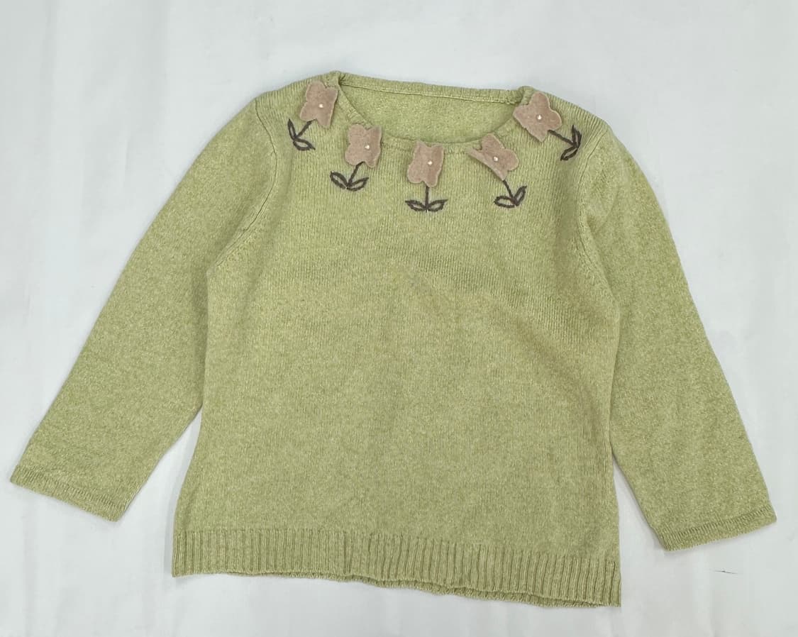 🍀하구미의 러블리 모리걸 플라워 말차우유 투피스🍀 니트 가디건  상품이미지5