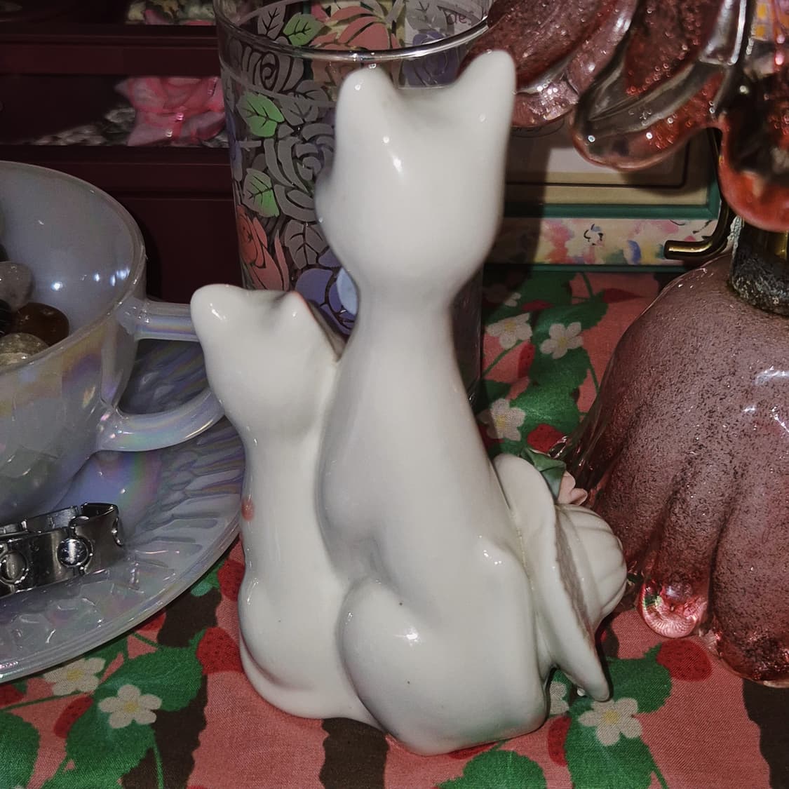 70s 앤틱 핸드메이드 고양이 꽃포지 피겨린 상품이미지9