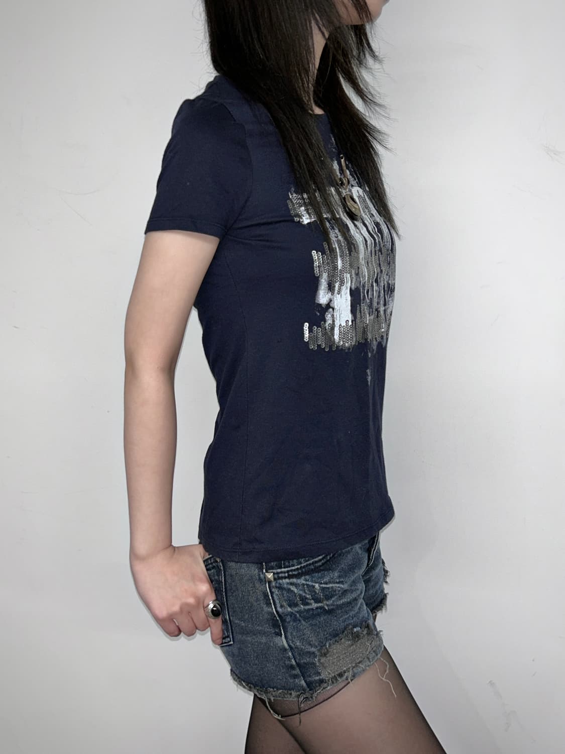 Abfz Printed Sequin Slim Top 상품이미지2