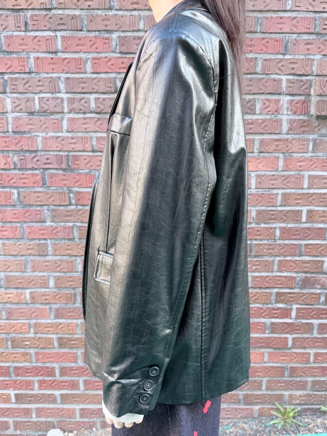 블랙 레더 블레이저 상품이미지3