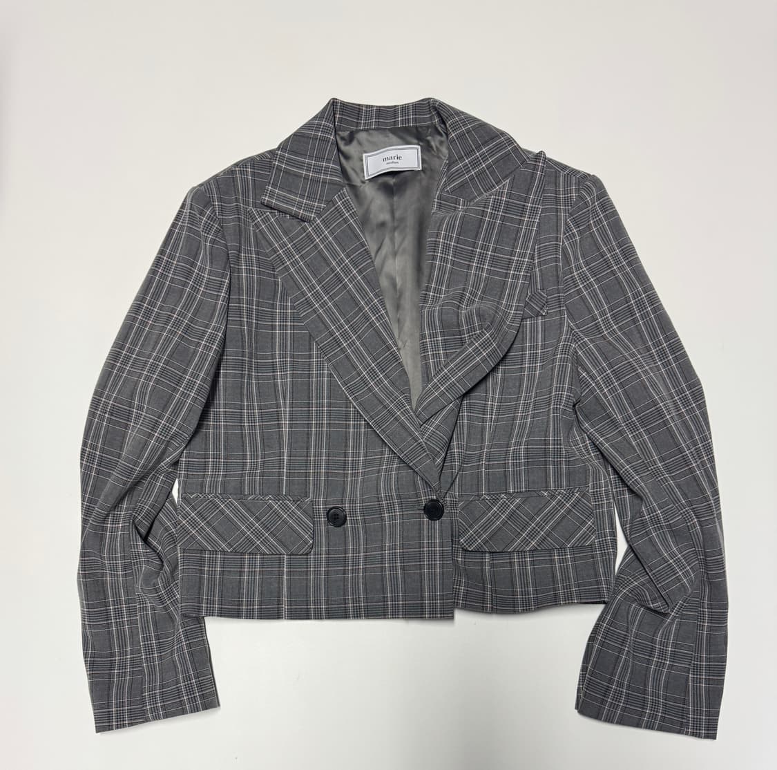 여성 마리마켓 빈티지 체크 크롭 자켓 상품이미지1