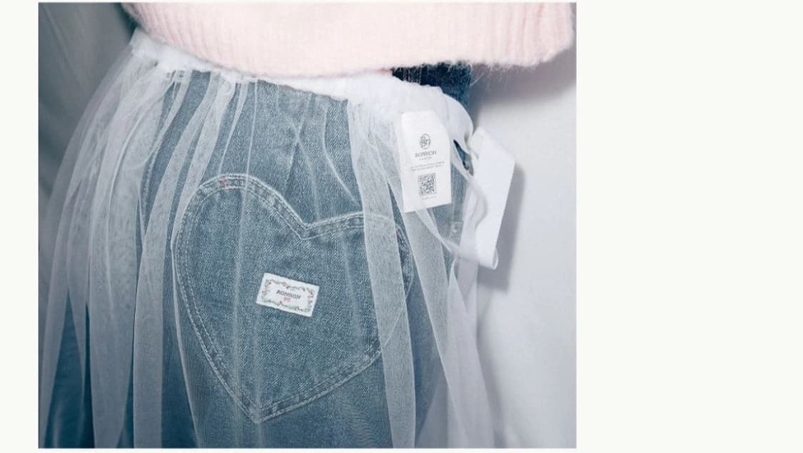 [새상품] 론론 RONRON 쉬어 레이어드 러플 스커트 화이트 상품이미지4