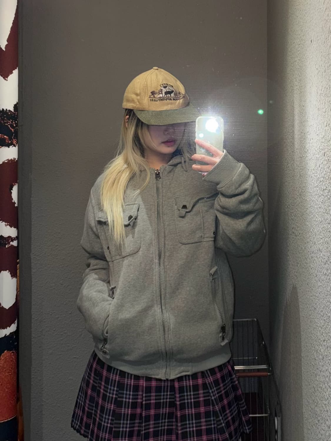 Jinqueqiao 빈티지 퍼 후드집업 상품이미지2