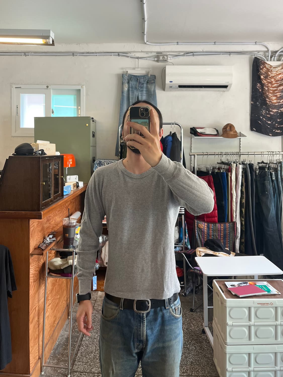 Visvim 비즈빔 써멀 그레이 긴팔티셔츠 상품이미지1