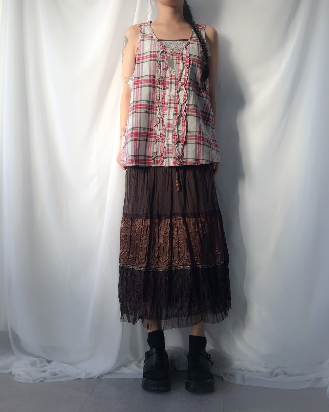 Check pattern sleeveless 상품이미지1