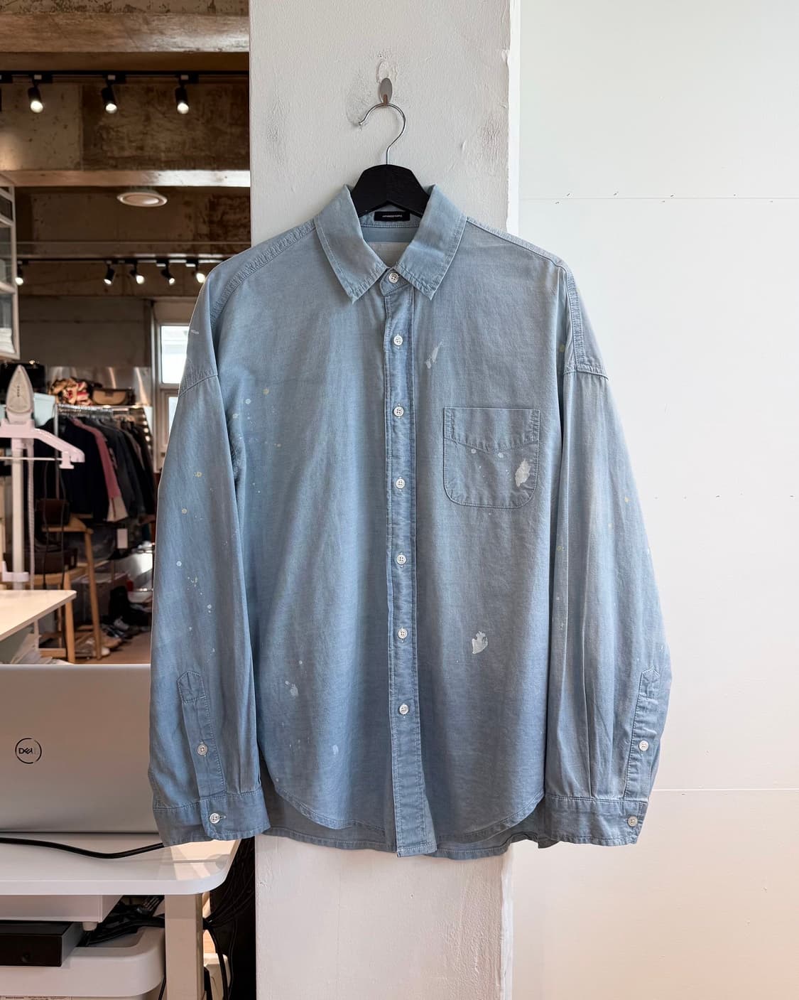 r13 데님 페인트 스플래터 샴브레이 셔츠 상품이미지2