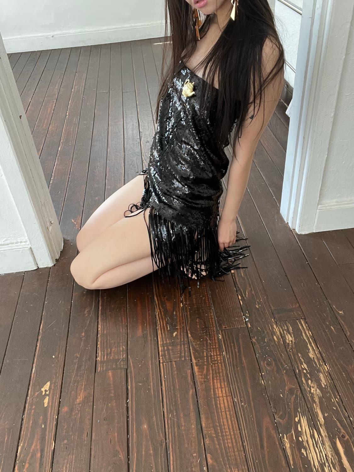 프린지 스팽글 스커트 상품이미지1