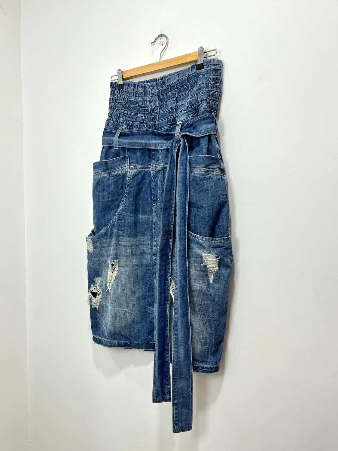 일본 빈티지 벌룬핏 워싱 데님 미디스커트  상품이미지2