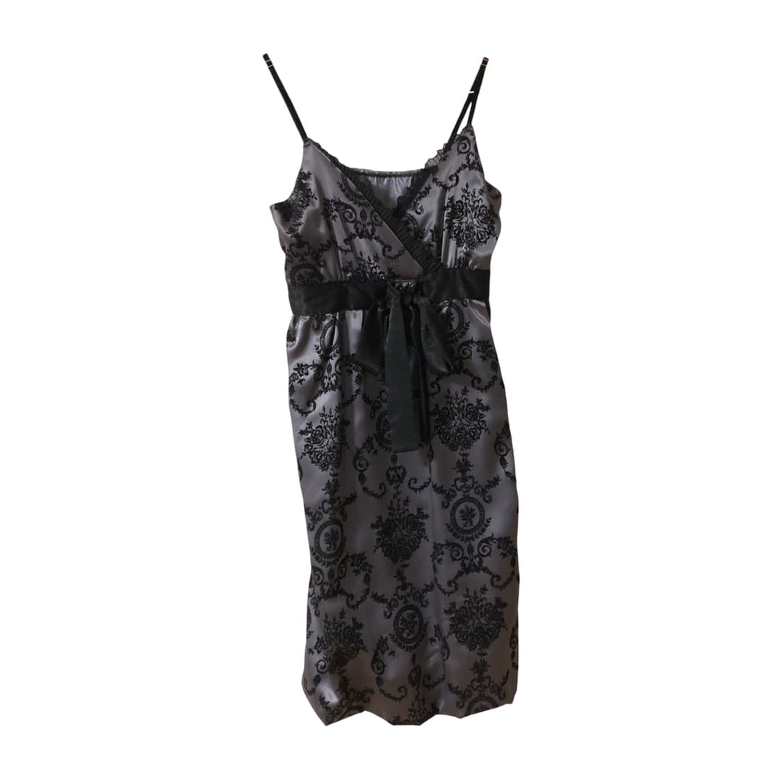 [Vintage] Charcoal Satin Lace Slip Dress 상품이미지1