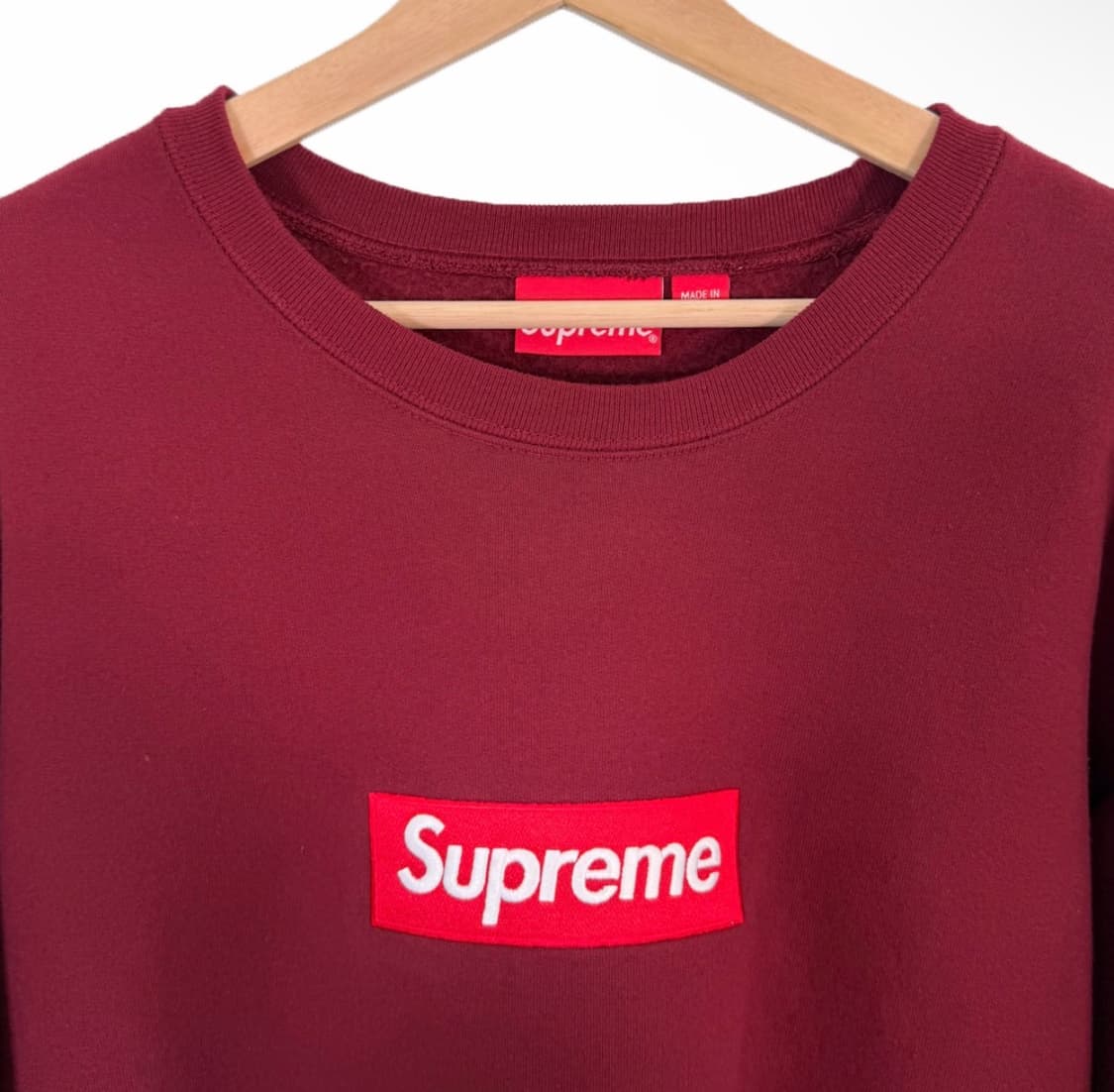 [XL] 슈프림 박스로고 크루넥 스웨트 셔츠 맨투맨 티셔츠 카디널 버건디 상품이미지4