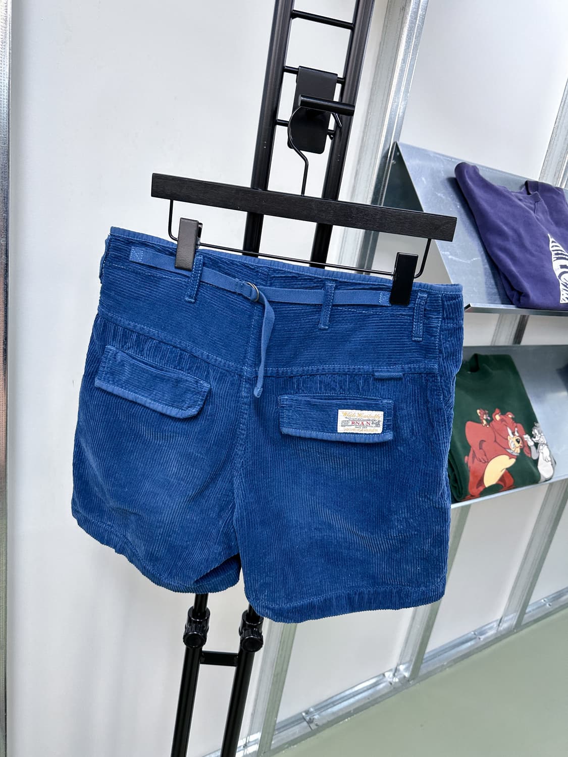 corduroy blue belt shorts 상품이미지3