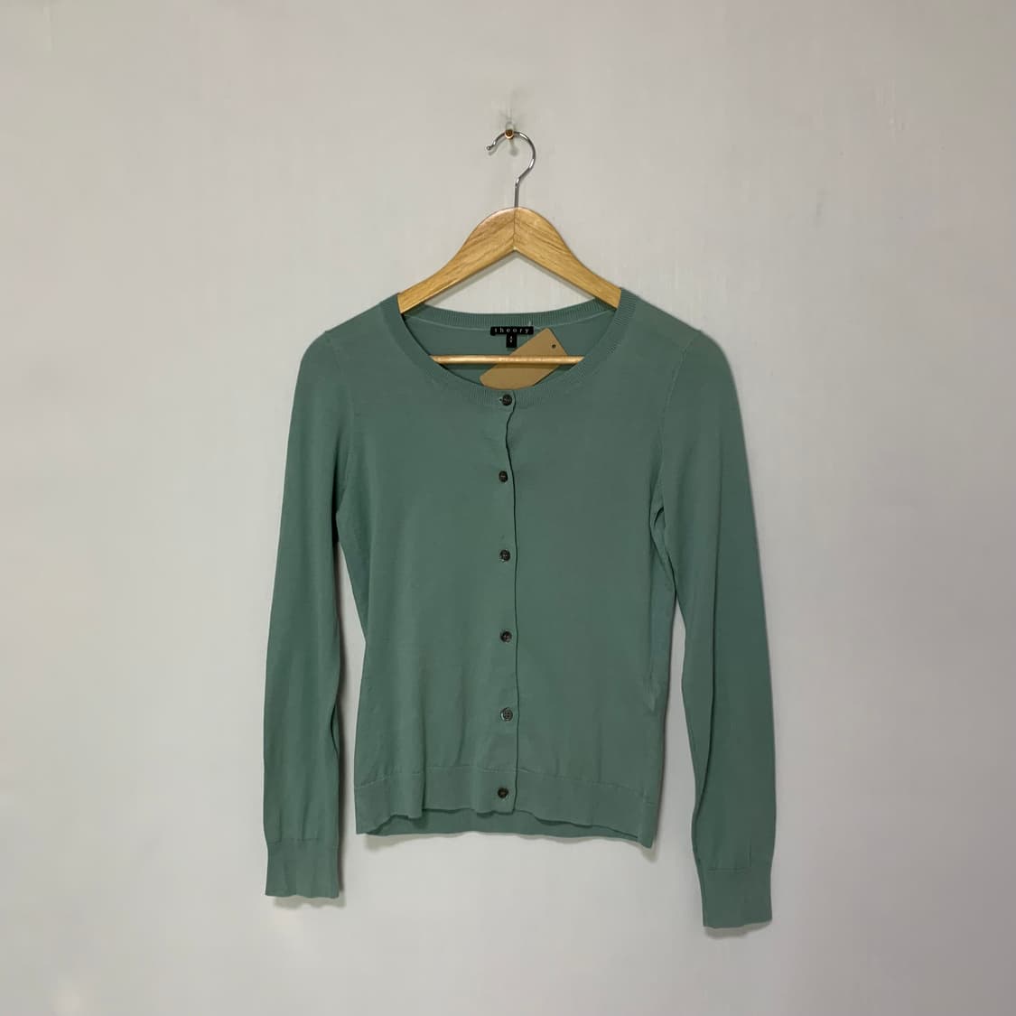 띠어리 빈티지 민트 가디건 여성 니트 100% 코튼 면 S 상품이미지1