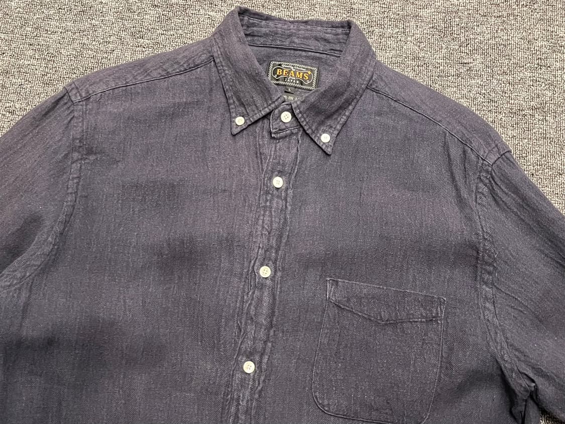 [100] 빔즈플러스 네이비 린넨셔츠 L  상품이미지2